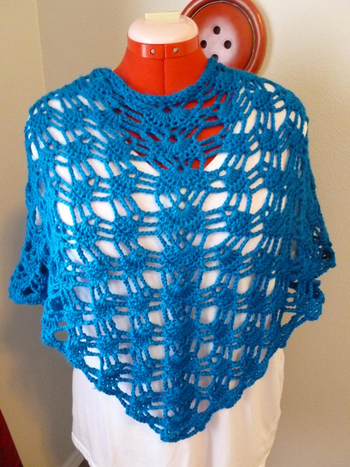 Bohemian Shawl In a Dark Turquoise Lustrous Lamb Yarn