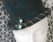 Blue Brown Wool Felted Hat