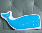 whale stuffie . organic . baby blue
