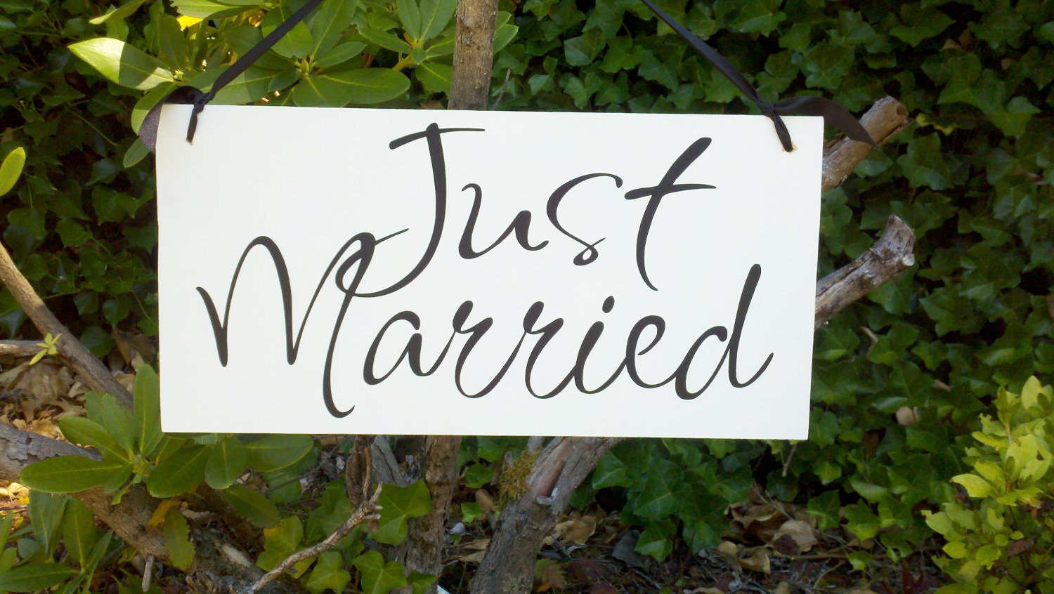 Wedding Photo Prop Here Comes The Bride/Just Married Double Sided Wooden Board Great for Weddings