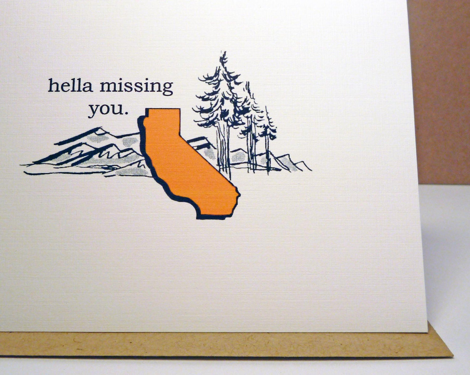 Hella California  greeting card - miss you - vintage style card - friendship - blank card