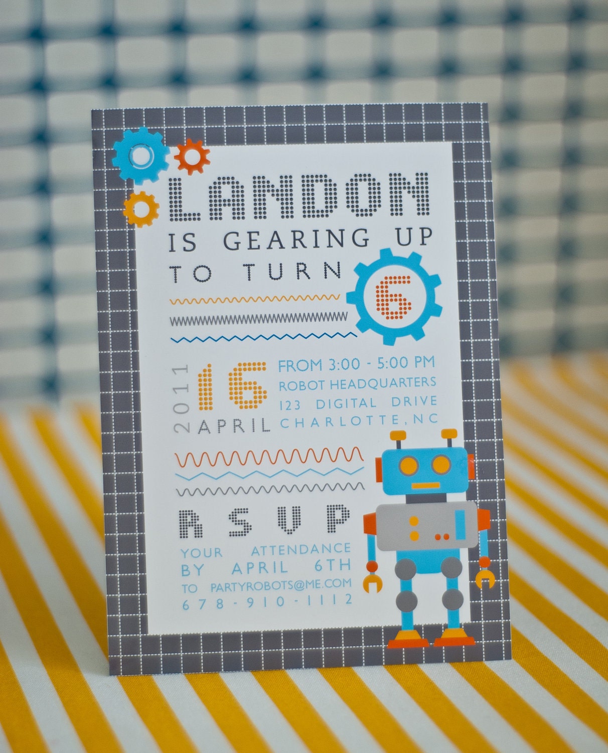 ROBOT Birthday Party Invitation - Customized Printable Invitation
