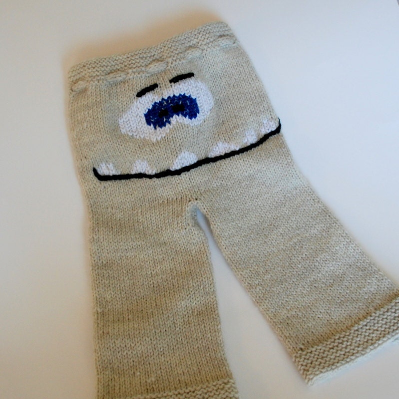 Oatmeal Gossamer Monster Butt Pants - Wool Diaper Covers - Custom Knit Longies