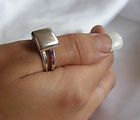 Solid Silver Square Ring US Size 9 1/4 (UK Size S)