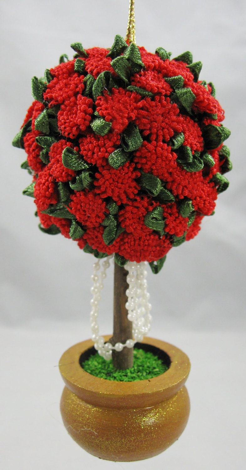 Red Topiary Victorian Inspired Christmas Ornament 203
