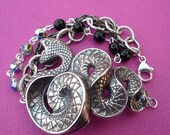 silver serpent beaded and chain cuff bracelet Black Friday Etsy, Cyber Monday Etsy