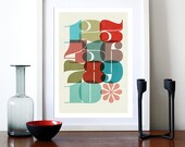 Typography poster nursery - 1 To 10 - A3 29.7 x 42 cm Print Poster - Children's bedroom retro