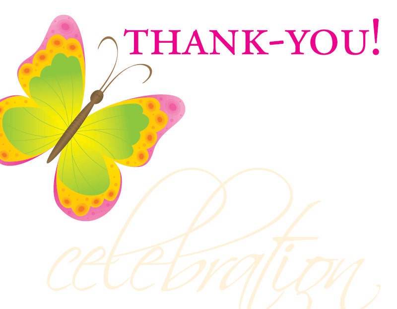 Butterfly Birthday Party Thank You Card