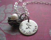 1 Egg Birds Nest Baby Of Mine Mothers Necklace Hand Stamped