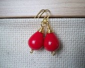 Cherry Red Wire-Wrapped Earrings