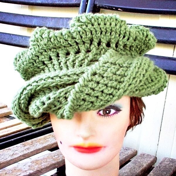 Womens Crochet Hat - Crochet Turban Hat Chunky in Sage Green - Twisted - Autumn Accessories Made With Soft Acrylic Yarn Spring Fashion