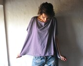 Striped Oversized Tshirt top in purple and grey jersey