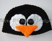 Black Crochet PENGUIN Hat BABY SIZE