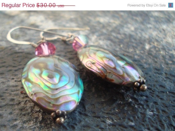 Abalone teardrop earrings  paua shell