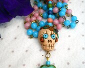 Skully Love Day of the Dead Dias de los Muertos Polymer Clay Skull Necklace Free Shipping US and Canada