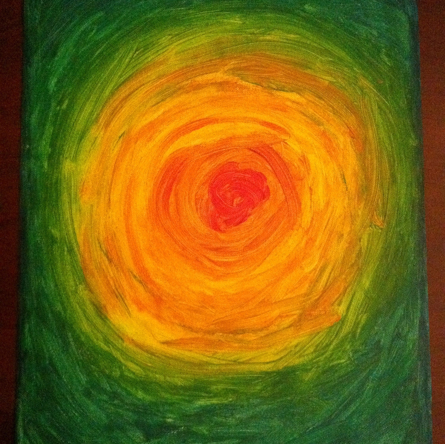 SALE 16"x12" Abstract Acrylic Painting on unstretched canvas OOAK - Black Hole Sun