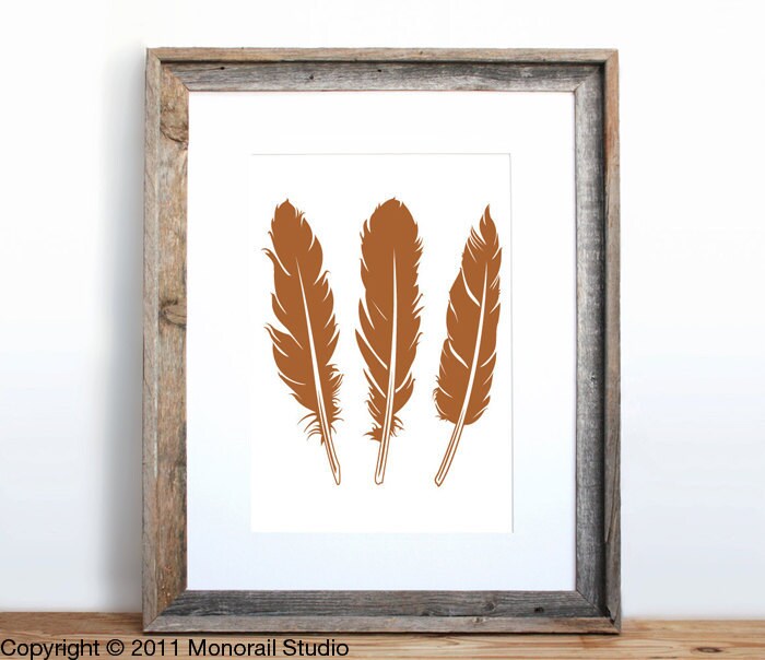Three Feathers Small Screenprint Choose your color
