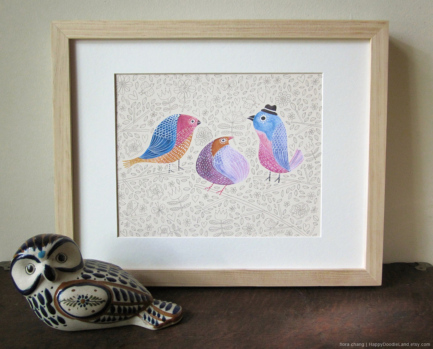 Art Print - Birds and Flowers