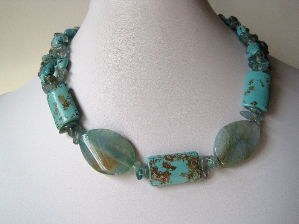 Apatite Turquoise Necklace Chunky Nugget Choker