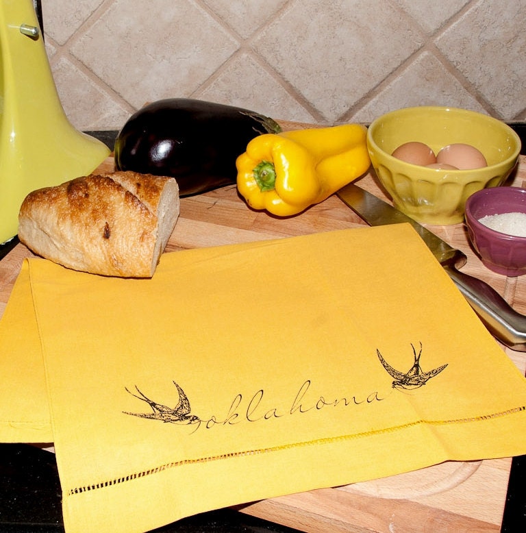 Oklahoma Linen Mustard Yellow Linen Tea Towel