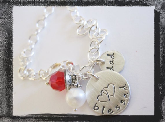 Hand Stamped Charm Bracelet - Remembrance Sympathy - Sterling Silver Jewelry