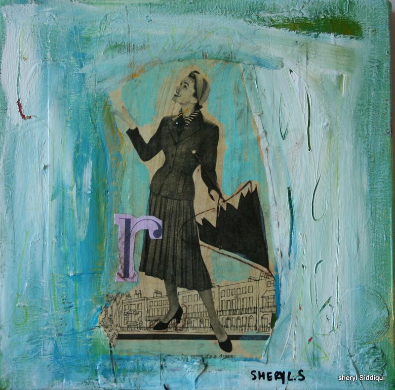 Original Mixed Media Painting - Rain 10x10