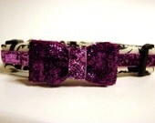 Dog Collar: Pink Glitter and Damask with Bow