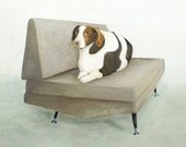 mid century chair with big dog - pigment print