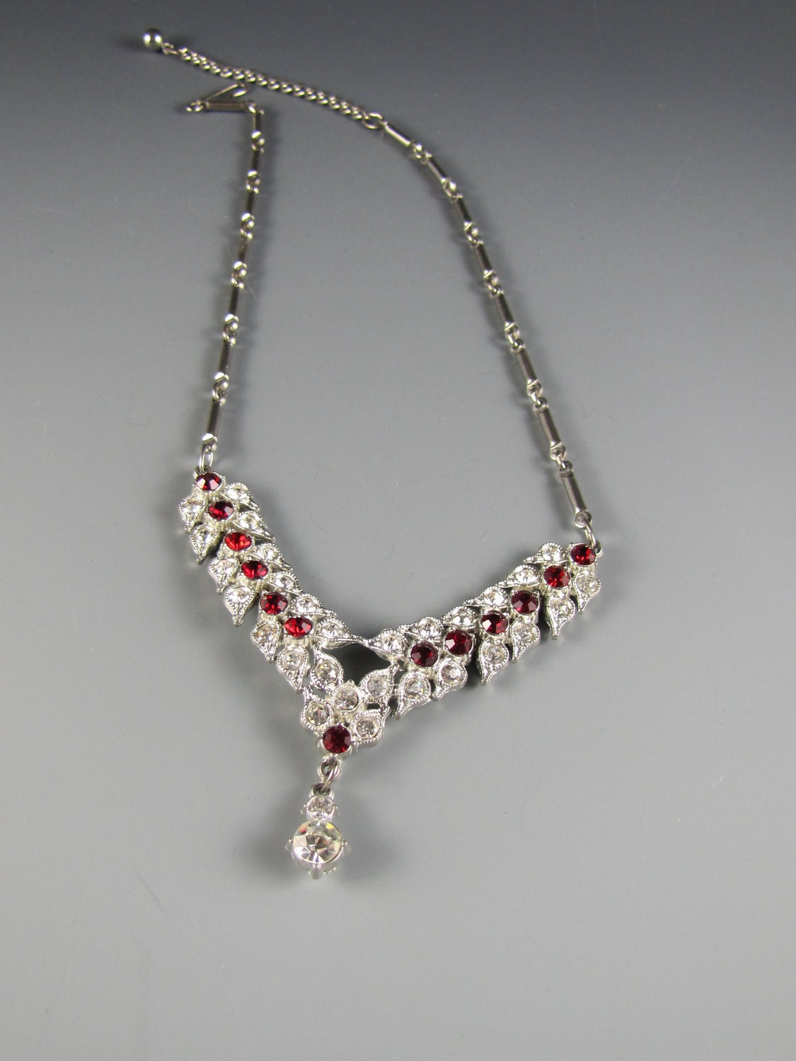 1950's  Red Rhinestone Necklace