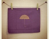 Umbrella Purple Linen Tea Towel