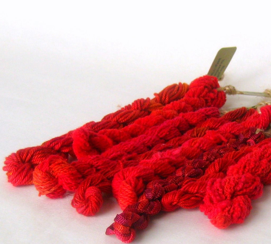 Embroidery thread yarn handdyed bright red