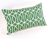 Green and White "Bella Porte" Pillow Cover 12" x 20"