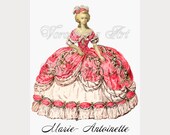 Marie Antoinette robe Image Transfer for PILLOWS, tea towels, bags. Digital collage sheet. Printable Download. 0181