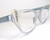 Vtg Cat Eye Eyeglasses Eyewear Blue Tura Frame NOS