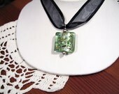 Lampwork "Confetti" Square Bead Pendant