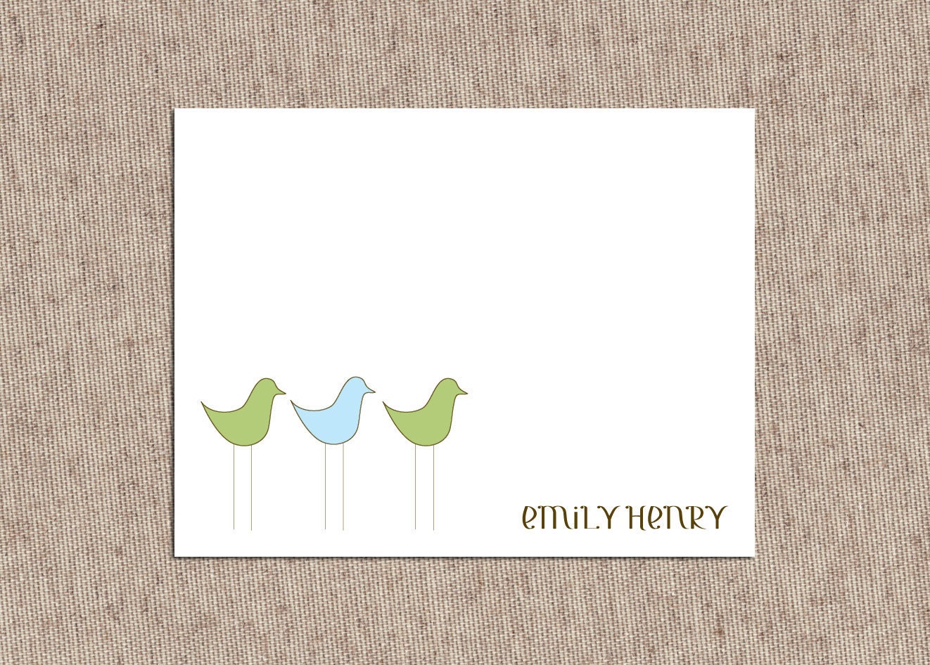 Trio of Birds Custom Stationery - Set of 12 Personalized Notecards