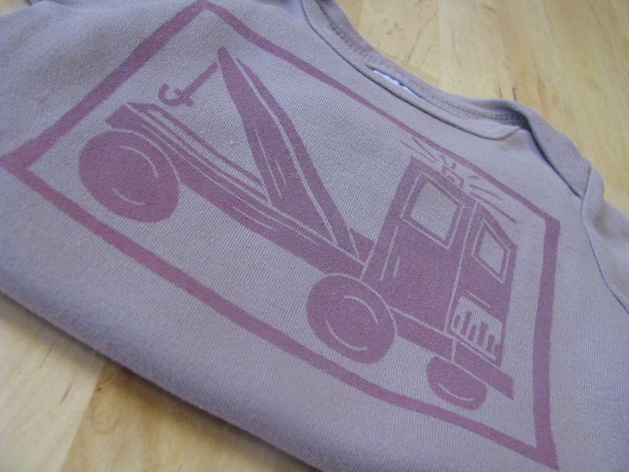 Tow Truck Shirt, Hand-Dyed, Hand-Printed - 3 to 6 Month Size