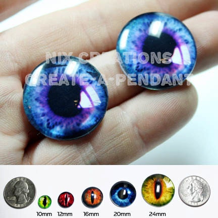 16mm Purple / Blue Human Doll Taxidermy Eyes Handmade Glass Cabochons for Steampunk Jewelry and Pendant Making