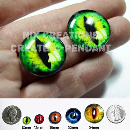 24mm 1 inch Green Dragon Glass Eyes Glass Taxidermy Doll Eyes Cabochons for Steampunk Jewelry and Pendant Making