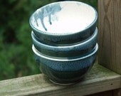 Soup Cereal Salad Serving Bowls-Stacking Set of 3  Milky Peacock-Ready to Ship
