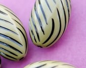 Vintage Avocado Green and Black Striped Lucite Beads, 17x30mm, (2)