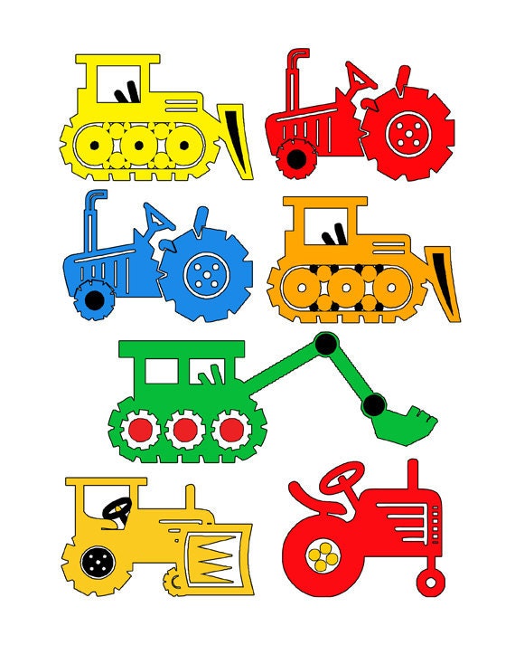 Bulldozer Tractor Boys Room Art Print - 8 x 10 - Unframed