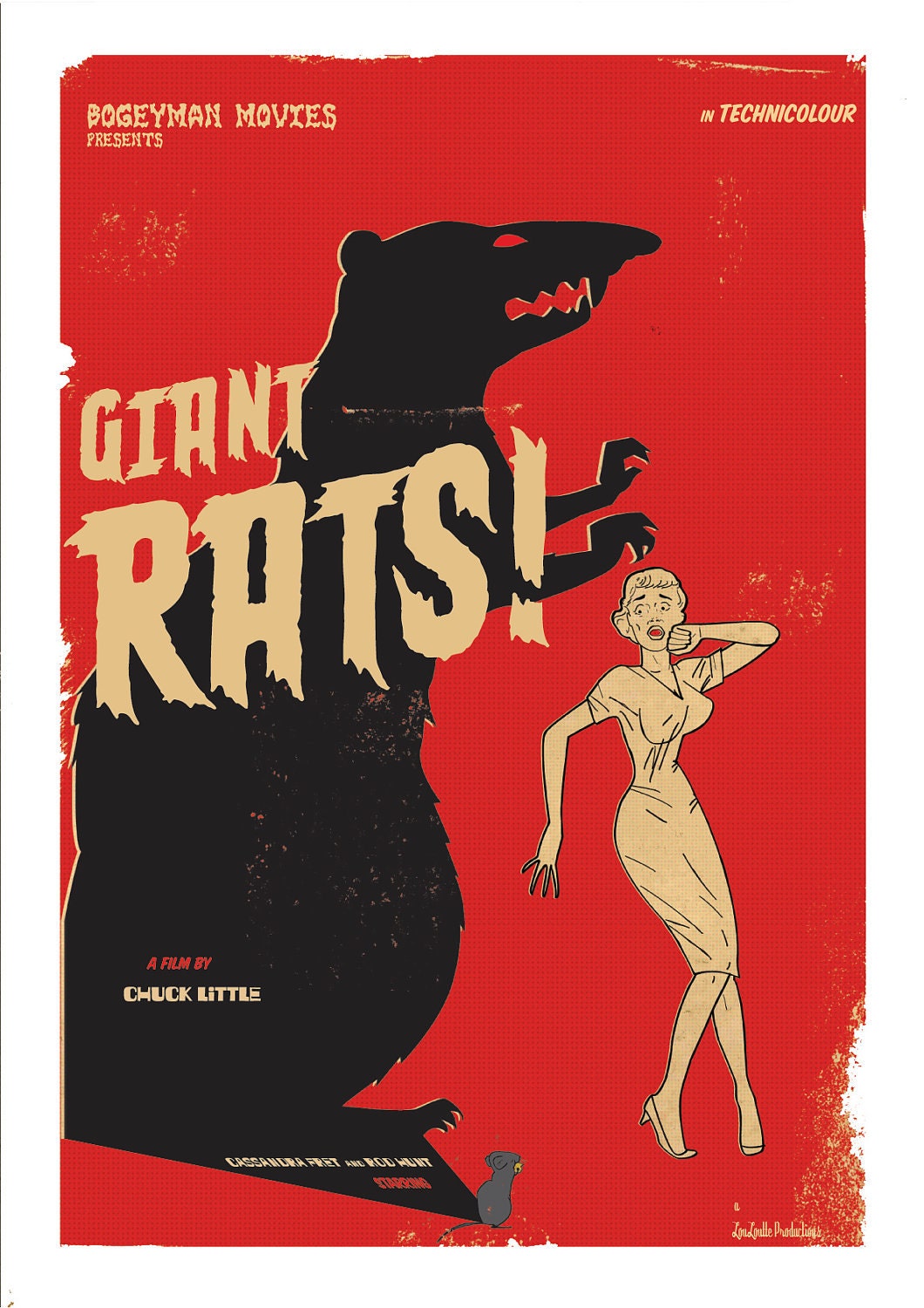 mock vintage film poster-original illustration- giclee print fine art paper A2