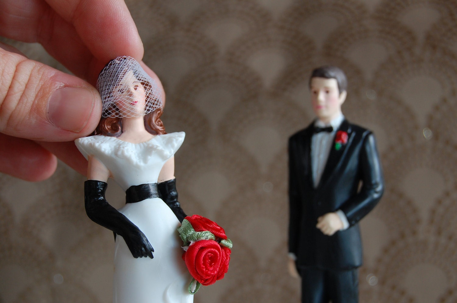 Custom Bride and Groom Refurbished Vintage Wedding Cake Topper
