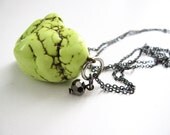 M O O N stone Necklace in Lime Green