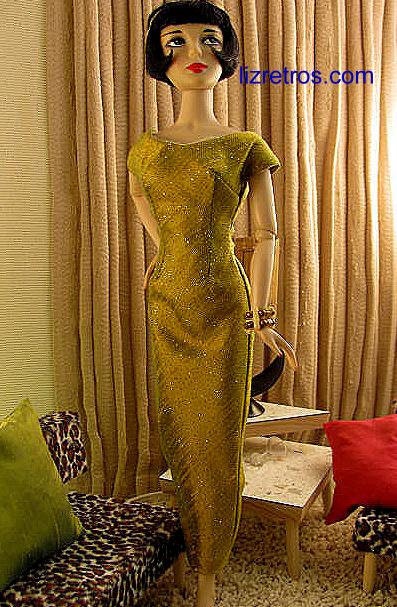 Gold Green Silk Gown for Gene and Pals By RETROS FREE Shipping in US
