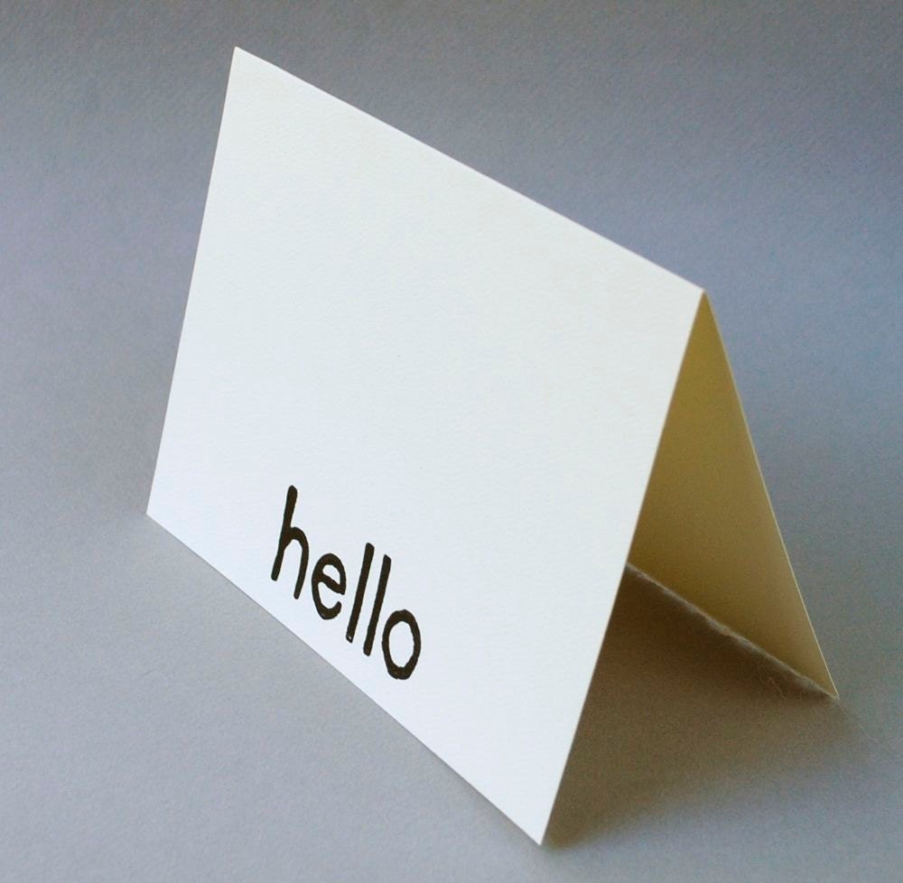 Blank Notecard - Hello Greeting Card - Black and White - 5 x 7 inches
