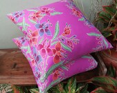 Pink Purple  Floral Authentic Javanese Batik sofa Throw decorative pillow cushion covers 18 inches