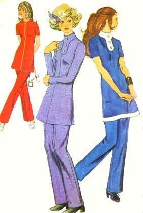 70s Simplicity 9578 Mod Long Tunic and Pants Vintage Sewing Pattern Size 10