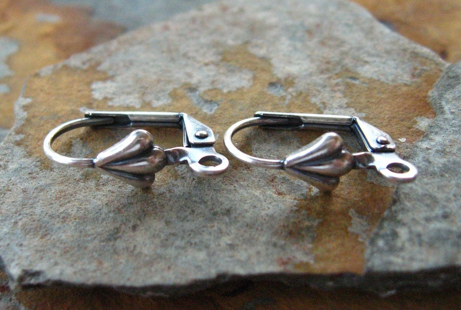 Lever Back Earrings With Fleur de Lis - Trinity Brass Co. 4 Antique Silver LOW SHIPPING